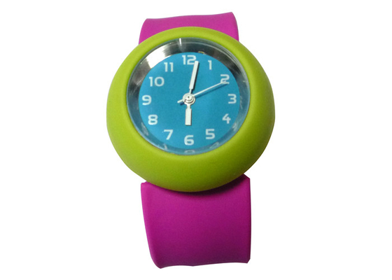 Green Case Rose Bracelet Slap Silicone Watches with Silk Printed Logo 230*30*2mm