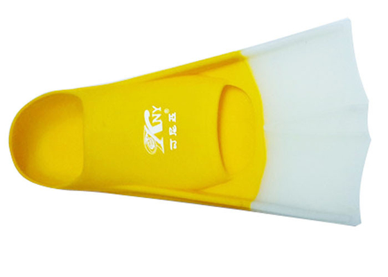 Yellow White Silicone  Swim Fins , Swimming Flipper Silk Printed Logo