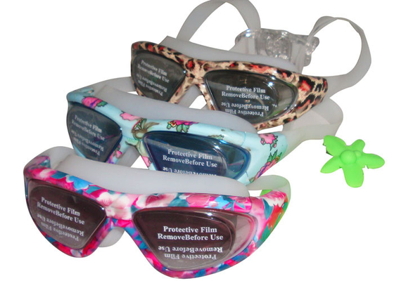 Blue Rose White Prescription Swimming Glasses Safety Goggles Wide Angle