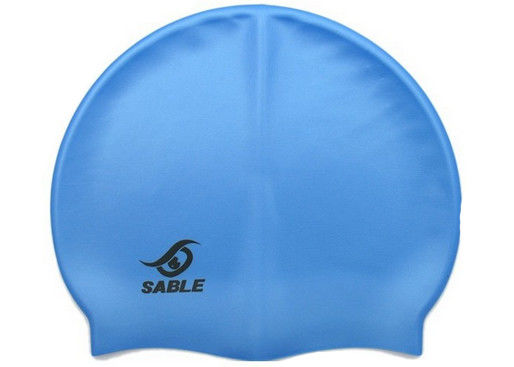 Blue Swimming Caps For Kids Silicone With Custom Logo