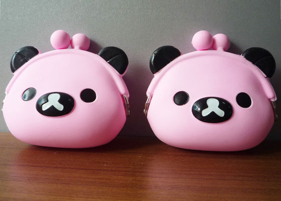 Pink Bear Silicone Coin Purse , Gel Bag Pouch For Girls 95*92*45