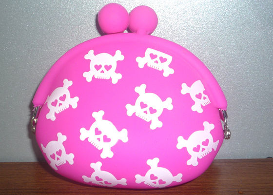 Skull Silicone Coinn Purse , Fashion Promotional Gifts / Screen Printed Wallet
