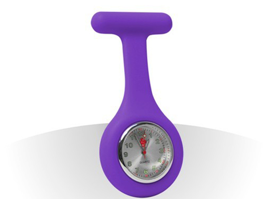 Purple Case White Dial Black Arabic Numbers Pocket Nurse Fob Style Pin Watch