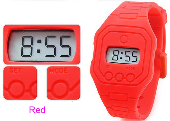Comfortable Red Silicone Wristband Watches Water Resistant 1 ATM Or 3 ATM