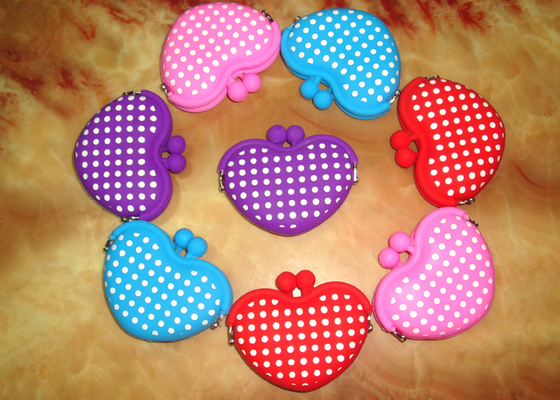 Tideway polka dots heart shape silicone coin purse bag wallet pouch 1ATM or 3ATM