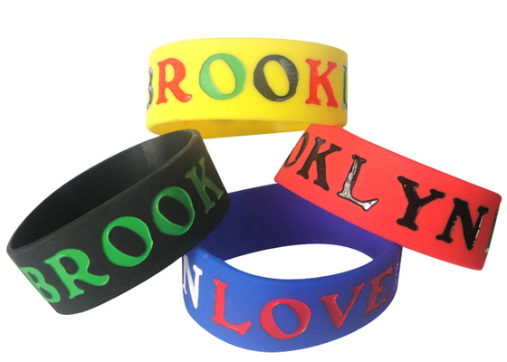 1 Inch Personalized Rubber Wristbands Promotional Color Filled
