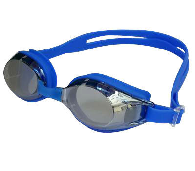 Blue Kids Mirrored Swim Goggles One Piece Frame Anti-fog Waterproof