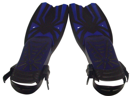 Dark Blue Black Spider Short Silicone Swim Fins Adjustable Strap Durable Wear